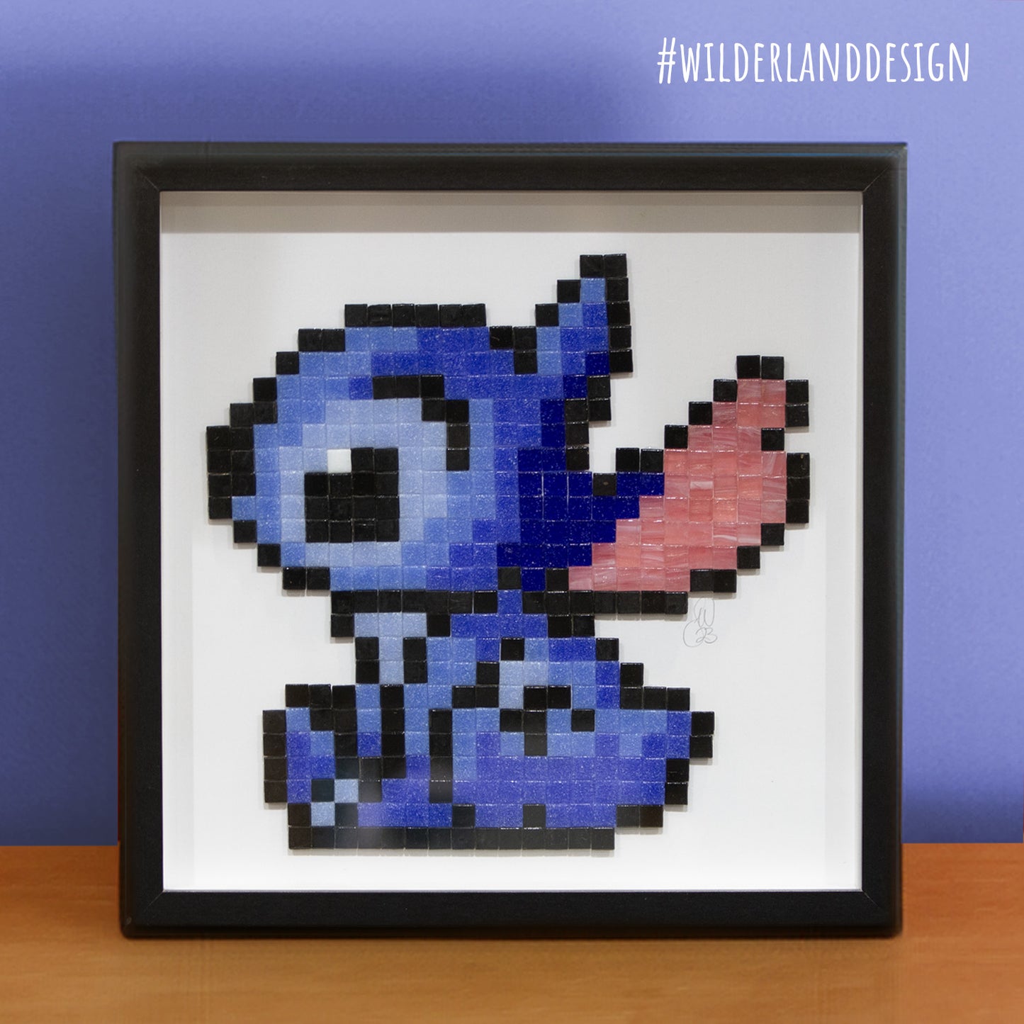 Framed Stitch Pixel Art Glass Tile Mosaic - 30 x 30 cm