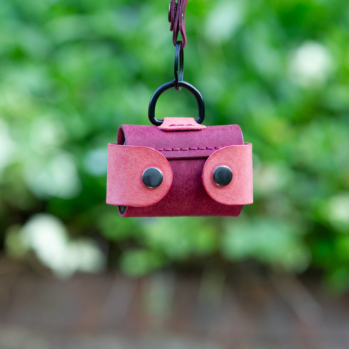 Leather dog poop-bag holder