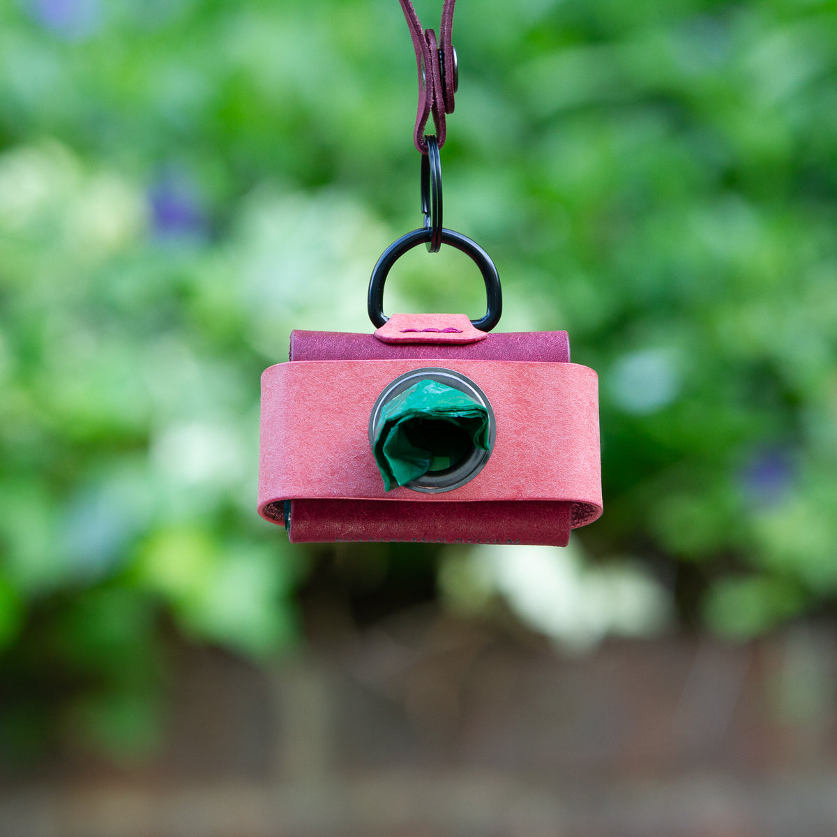 Leather dog poop-bag holder
