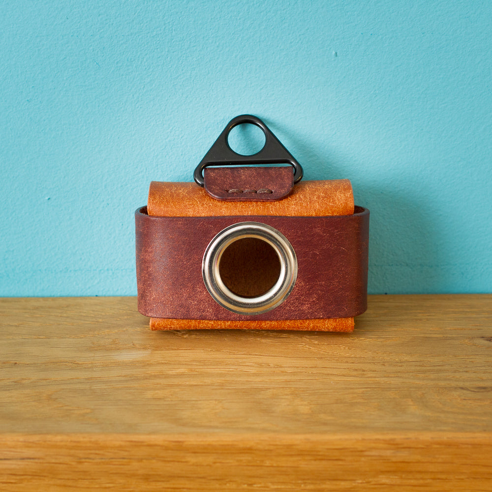 Leather dog poop-bag holder