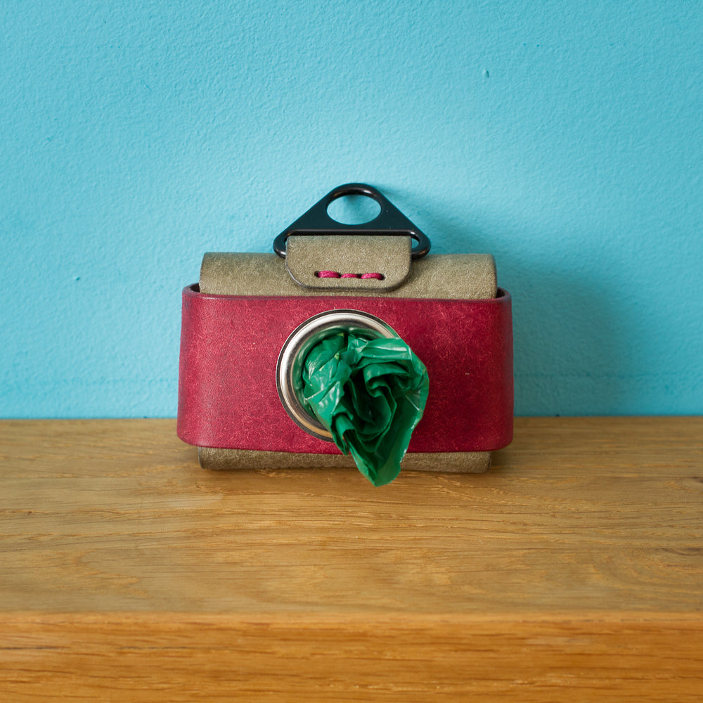 Leather dog poop-bag holder