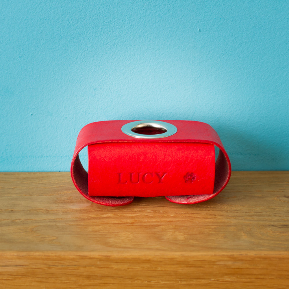 Leather dog poop-bag holder