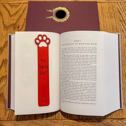 "You Pawsed Here" leather bookmark