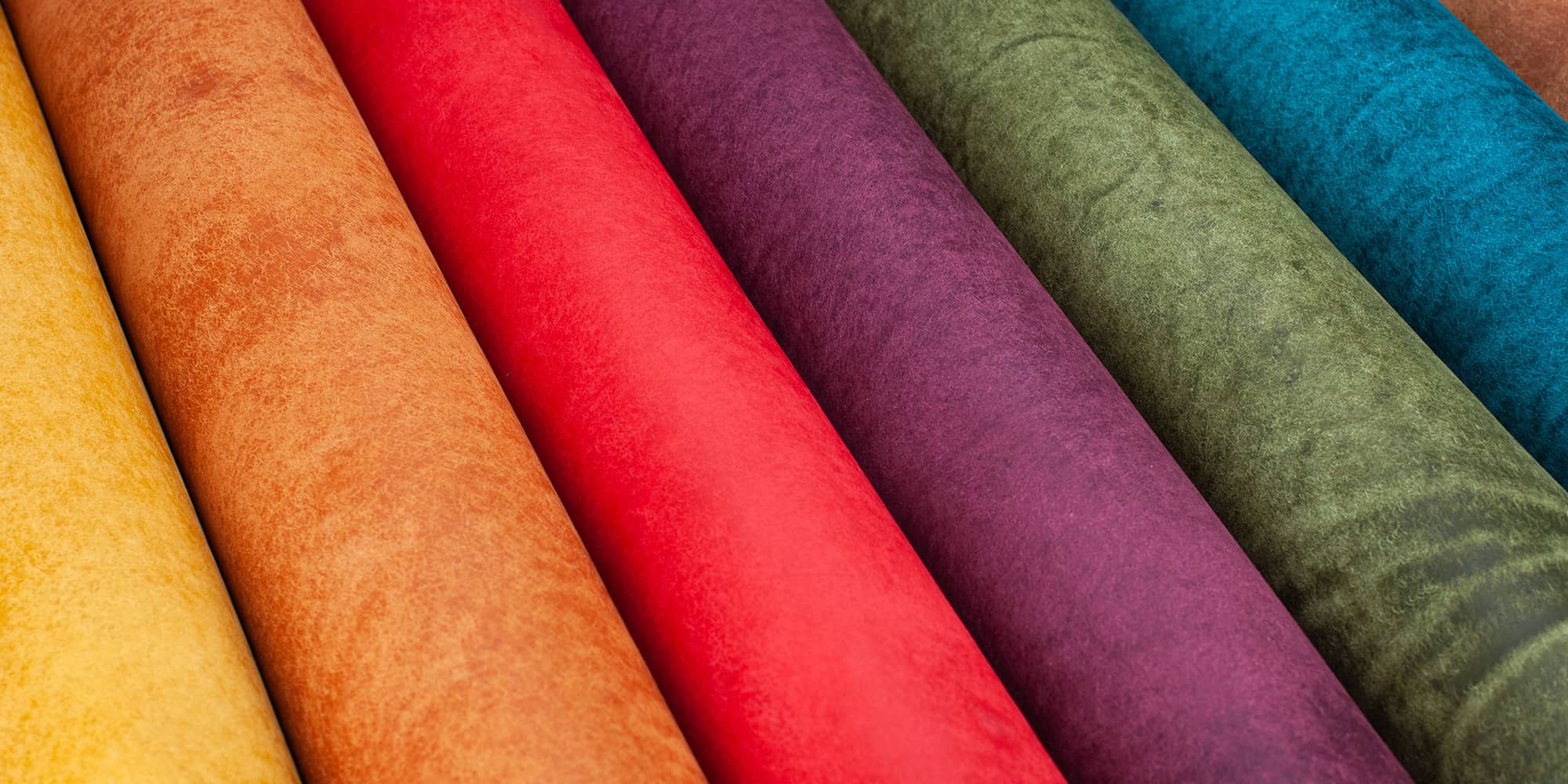 Rolls of coloured Pueblo leather from Badalassi Carlo.